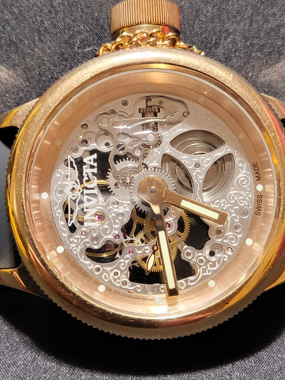 Invicta Model 3489 Gold Skeleton Dial Men's Mechanical Watch